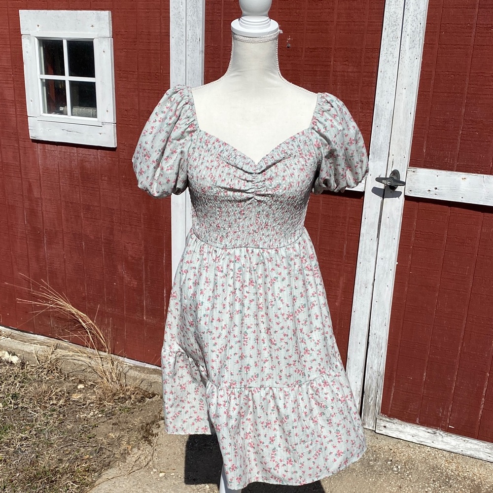 Altar'd State White Mini Dress with Pink Floral Print
